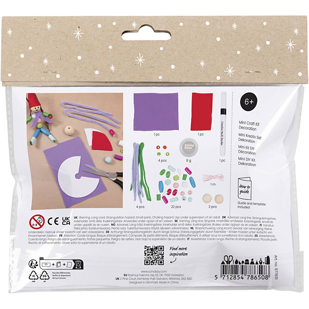 Mini Craft Kit Decoration, Christmas elves, assorted colours, 1 pack