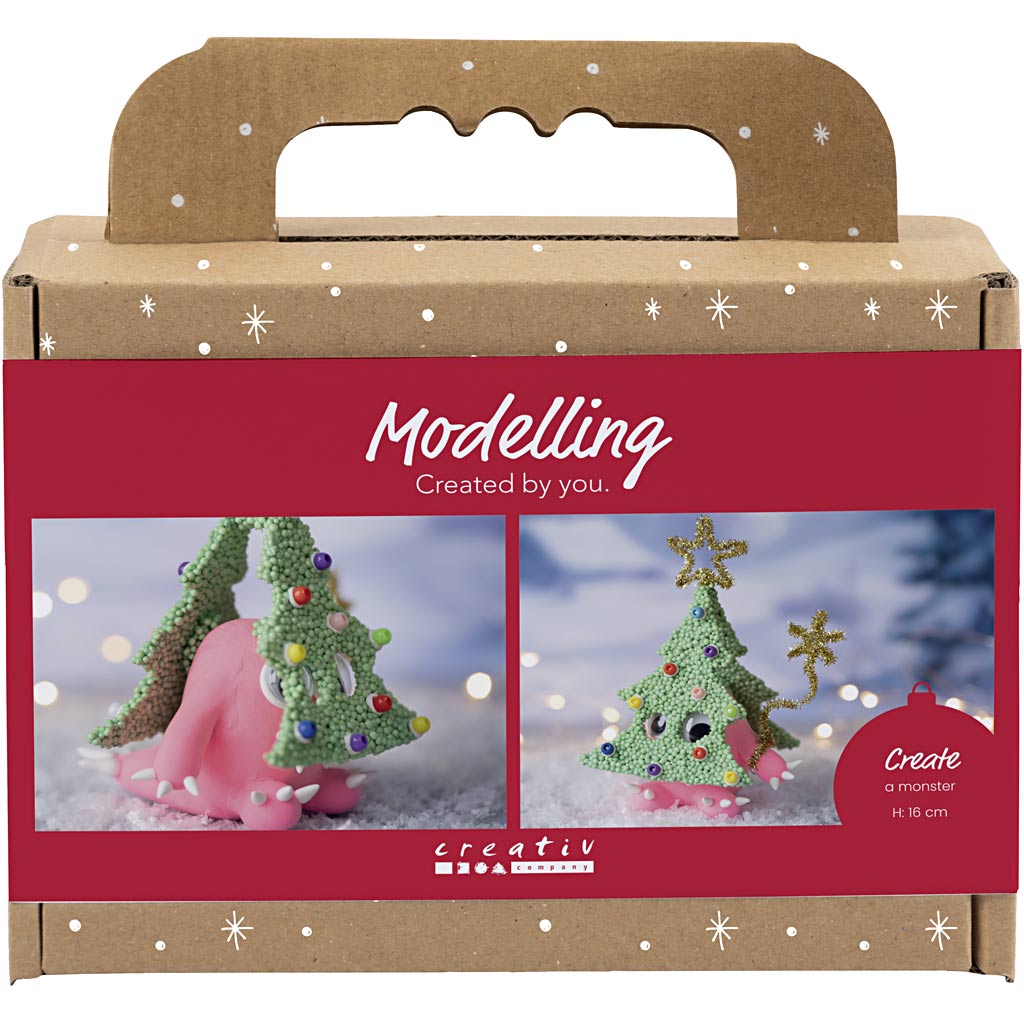 Mini Craft Kit Modelling, Christmas tree monster, assorted colours, 1 pack