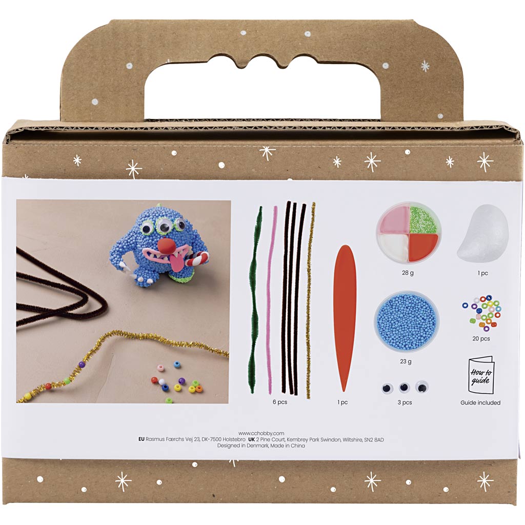 Mini Craft Kit Modelling, Reindeer monster, assorted colours, 1 pack