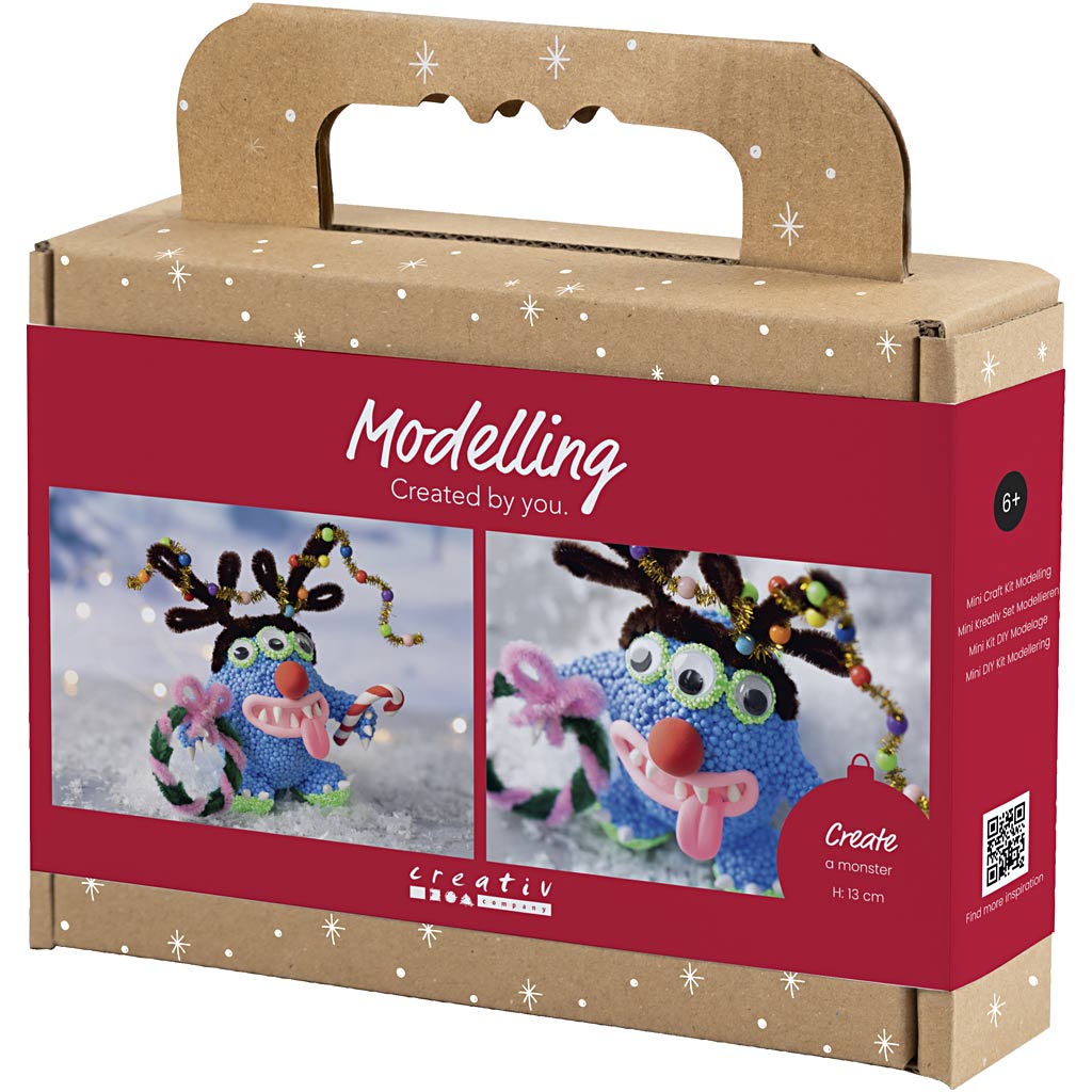 Mini Craft Kit Modelling, Reindeer monster, assorted colours, 1 pack