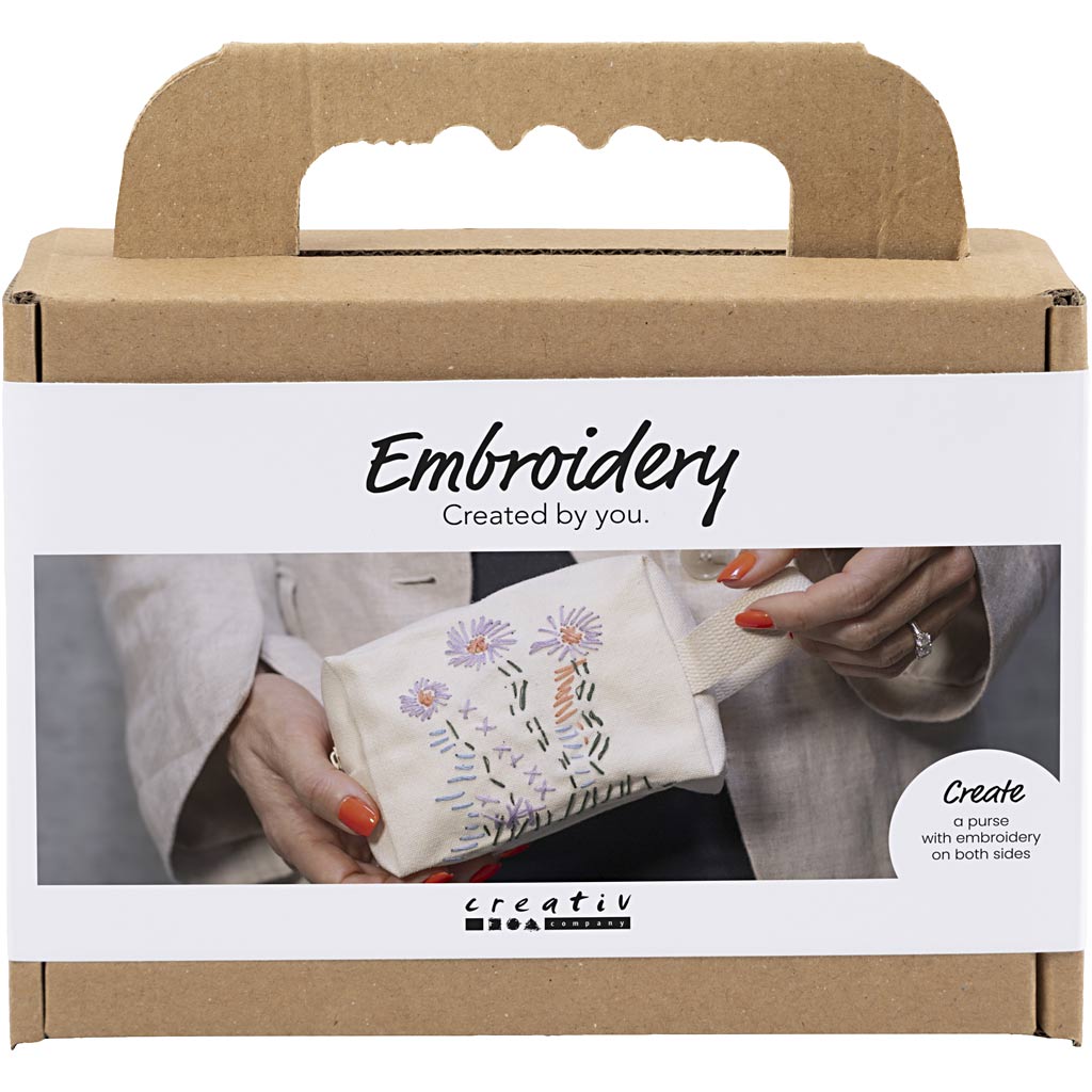 Mini Craft Kit Embroidery, Make-up bag, cream