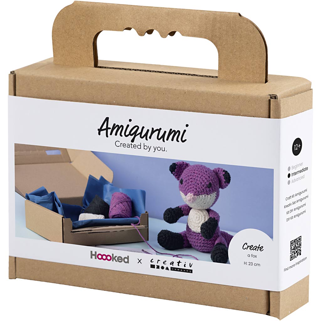 Craft Kit Amigurumi , Fox, black, plum