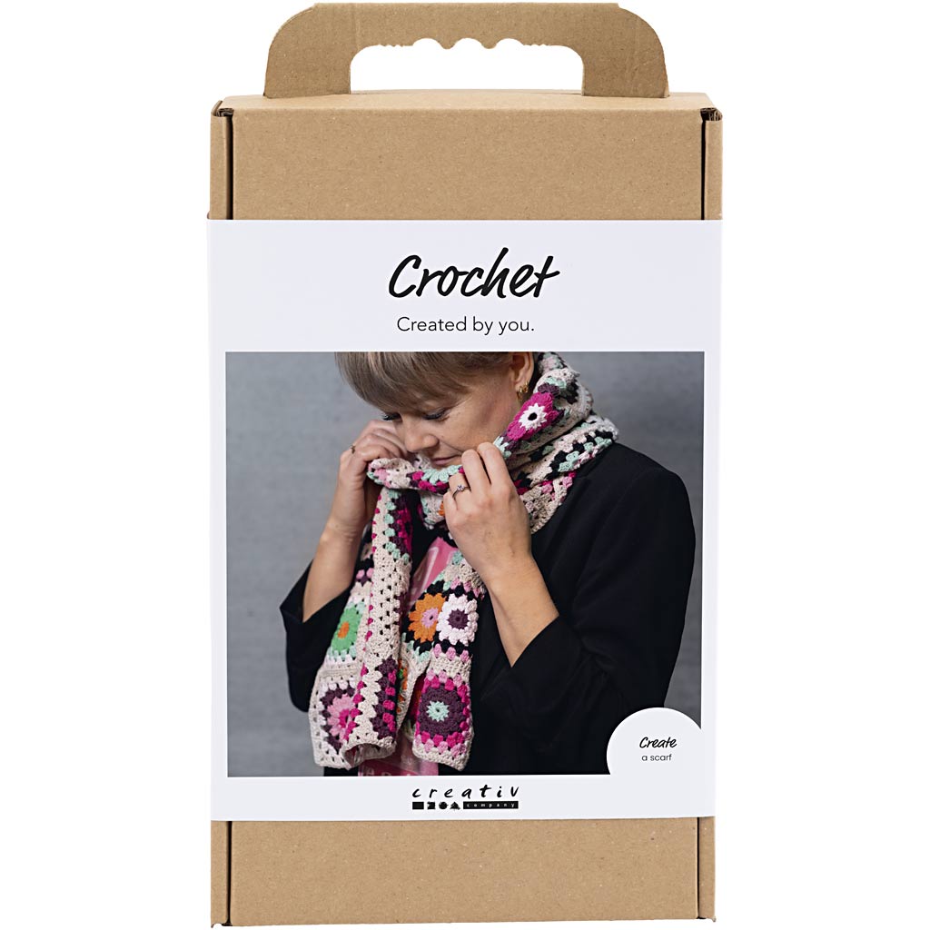 Craft Kit Crochet, Scarf, cream, warm colors, 1 pack