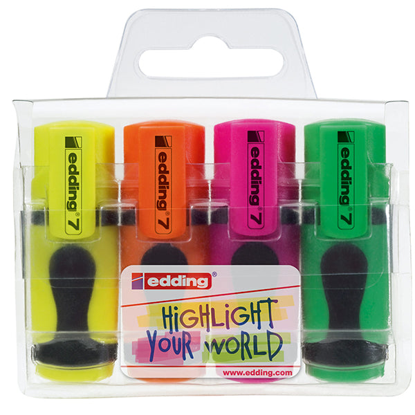 Edding 7 Wallet of 4 Mini Highlighters