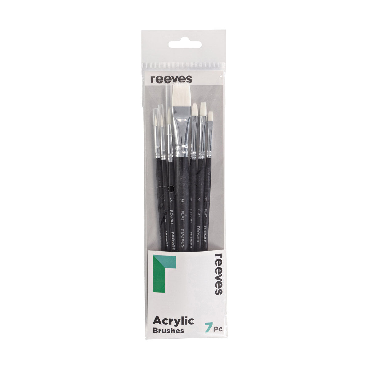 Reeves Acrylic Short Handle 7 Brush Pack