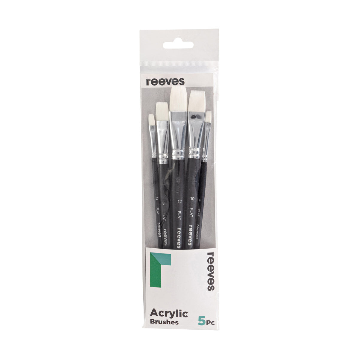 Reeves Acrylic Short Handle Flat 5 Brush Pack