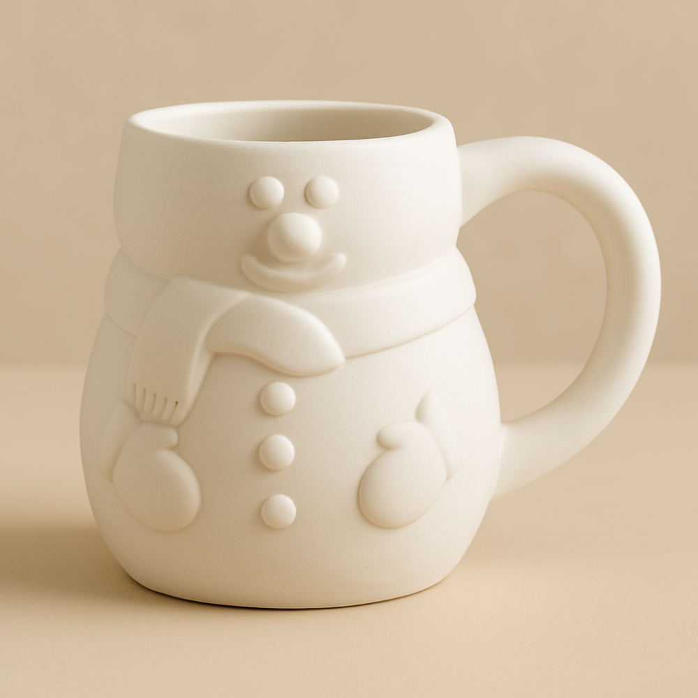 Christmas Snowman Mug with Scarf and Gloves – Bisque Blanks x6