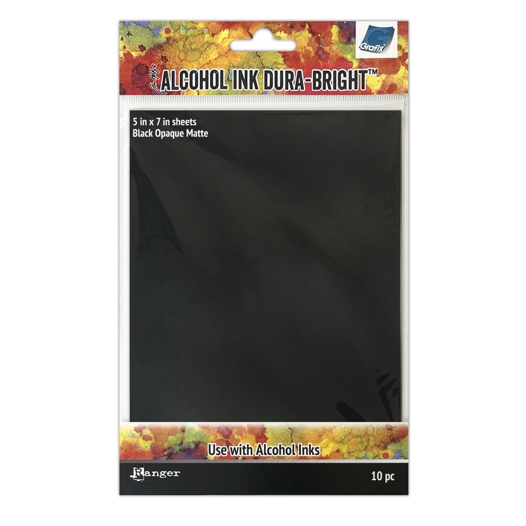 Tim Holtz Alcohol Ink Dura - Bright Black Opaque Matte Surface (10 Sheets, 5 x 7)