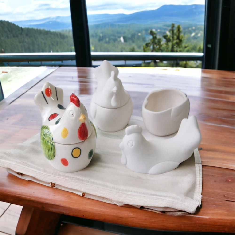 Chicken Pots – Bisque Blanks – Box of 6