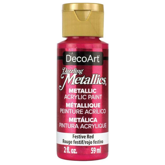 DecoArt Dazzling Metallics Acrylic Paint - Festive Red 2oz