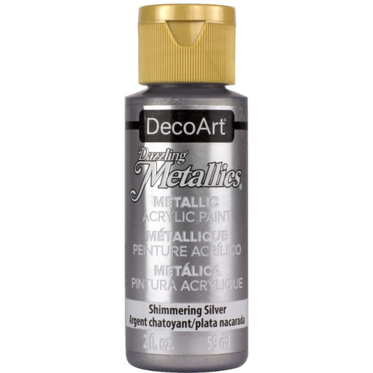 DecoArt Dazzling Metallics Acrylic Paint - Shimmering Silver 2oz