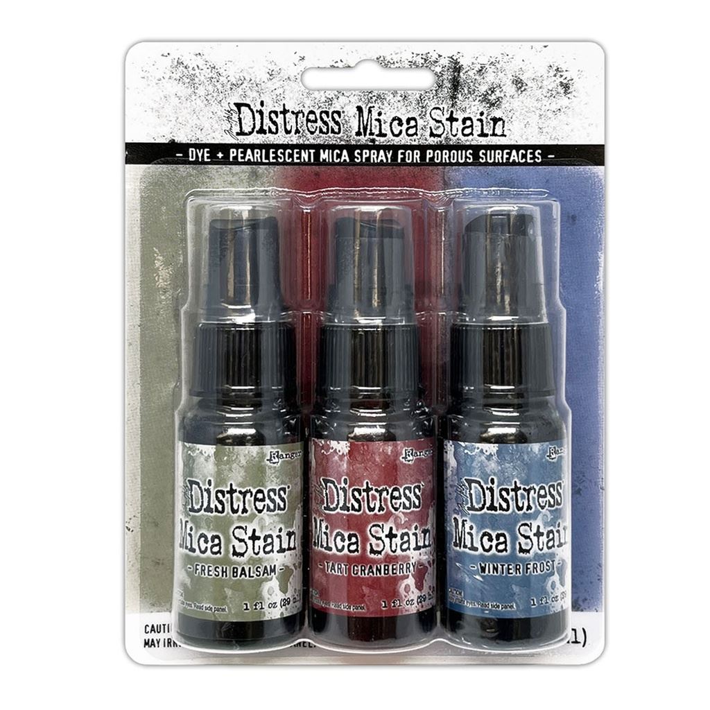 Distress Mica Stains Holiday Set 3 (Includes Fresh Balsam, Tart Cranberry & Winter Frost) - Tim Holtz Limited Edition
