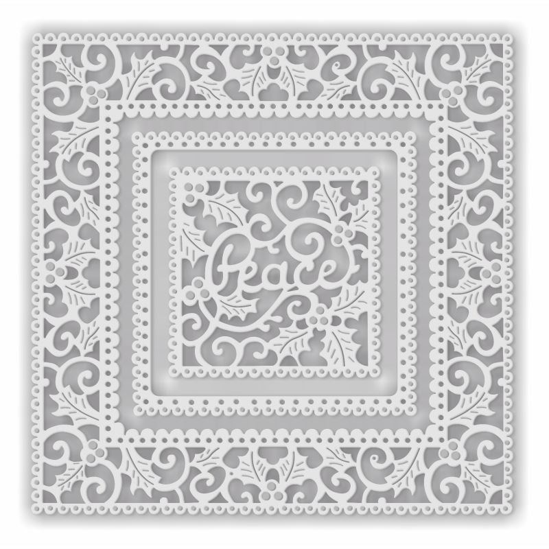 SD Holly and Swirls Peace Frame Set Sweet Dixie Cutting Die