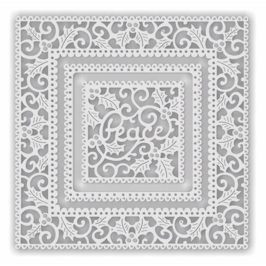 SD Holly and Swirls Peace Frame Set Sweet Dixie Cutting Die