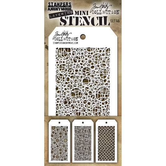 Tim Holtz - MINI STENCIL SET 46 (3 EA.)Stencils