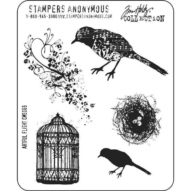 Tim Holtz - Artful Flight Cling Die Set- Stamp