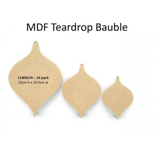 Teardrop Flat Ornament 22cm 10pk