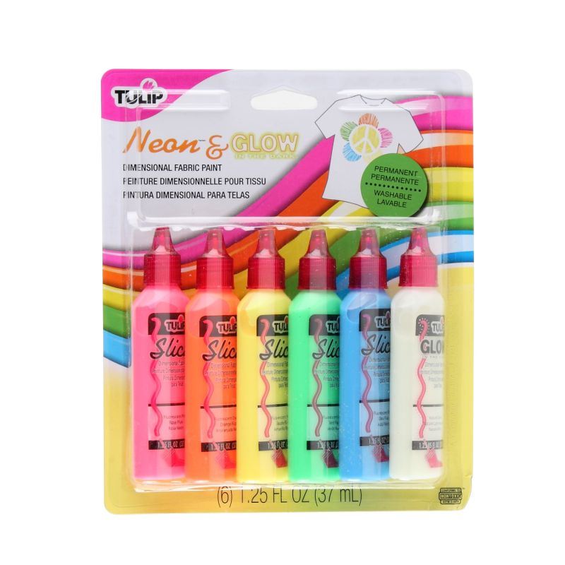 Tulip Neon & Glow Slick Dimensional Fabric Paint - 6 pack