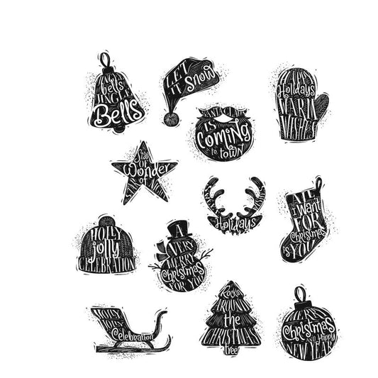 Tim Holtz - Mini Carved Christmas Cling Stamps