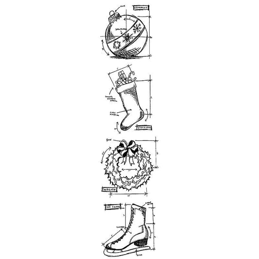 Tim Holtz - Christmas 2 Mini Blueprints Cling Stamps