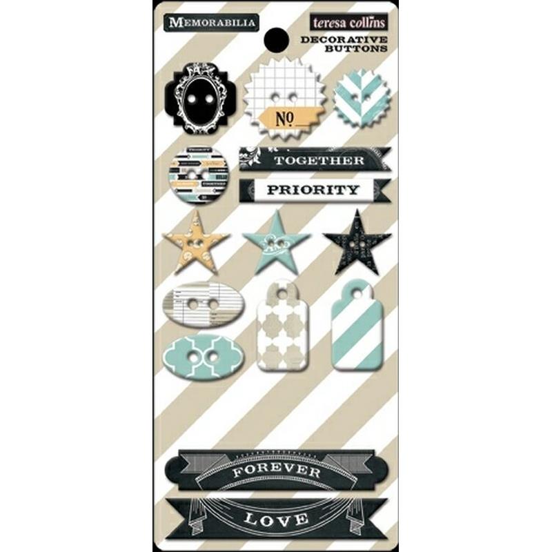 Memorabilia Chipboard Buttons Sold in Singles