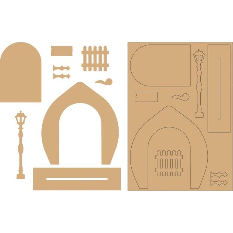 Fairy Door With Lamppost and Fence