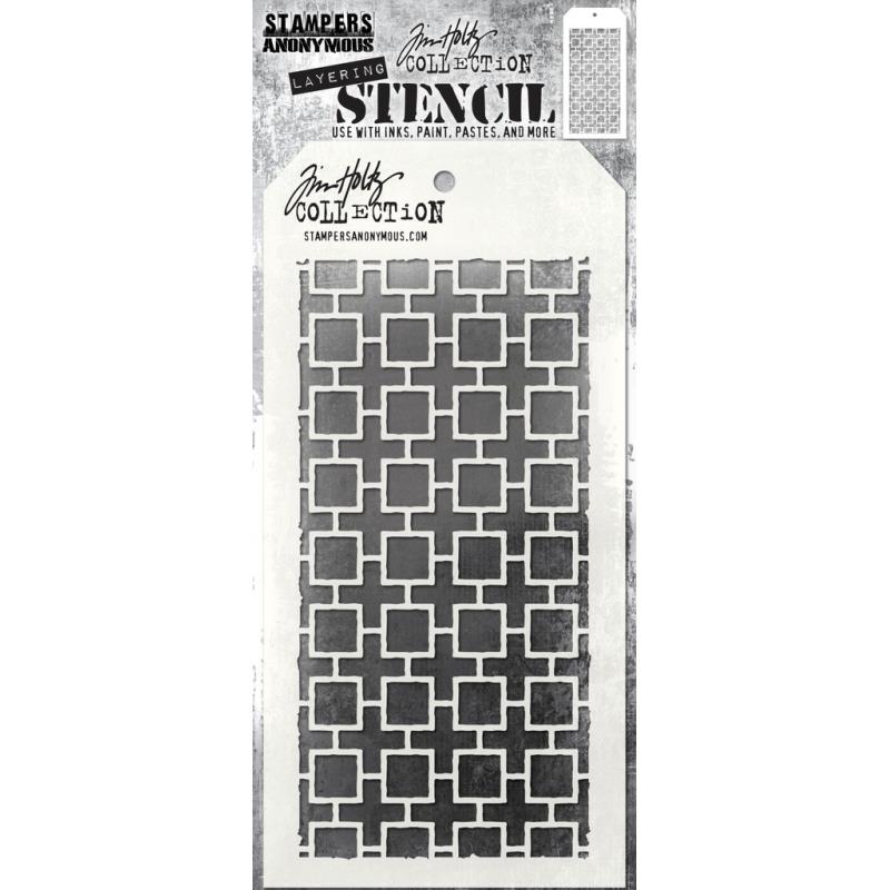 Tim Holtz - LINKED SQUARES, LAYERED STENCIL