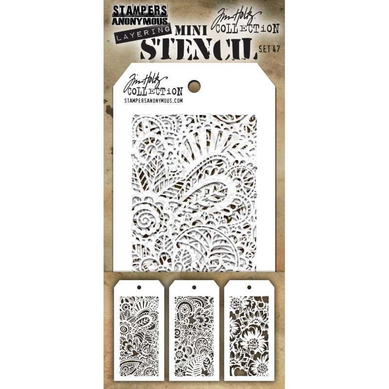 Tim Holtz - MINI STENCIL SET 47 (3 EA.)Stencils