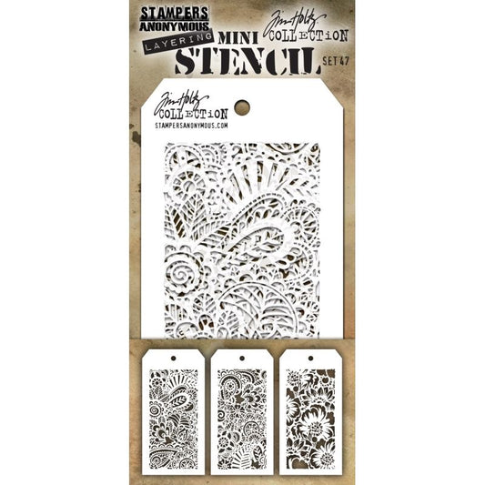 Tim Holtz - MINI STENCIL SET 47 (3 EA.)Stencils