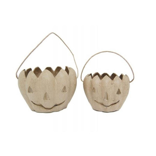 Papier Mâché Round Pumpkin Baskets – Pack of 6