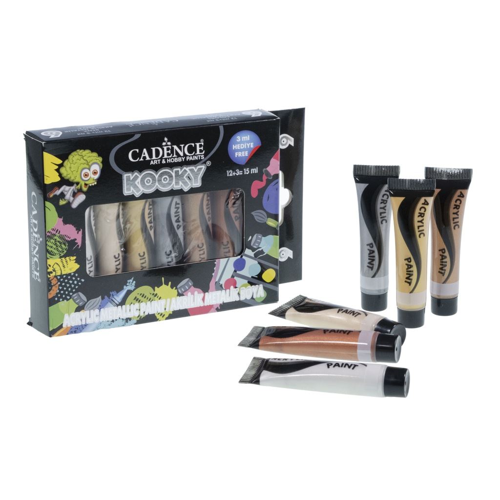 Kooky Metallic Acrylic Paint Set - 15 ml (6 Pieces)