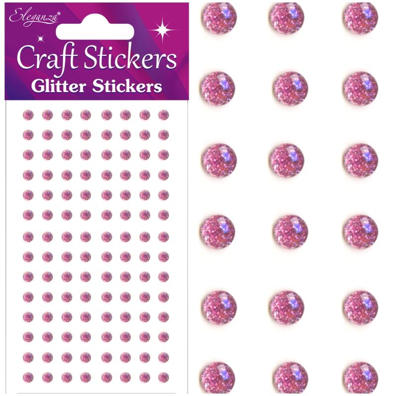 Glitter Gems Craft Stickers - 4mm - Light Pink - 112 Pieces