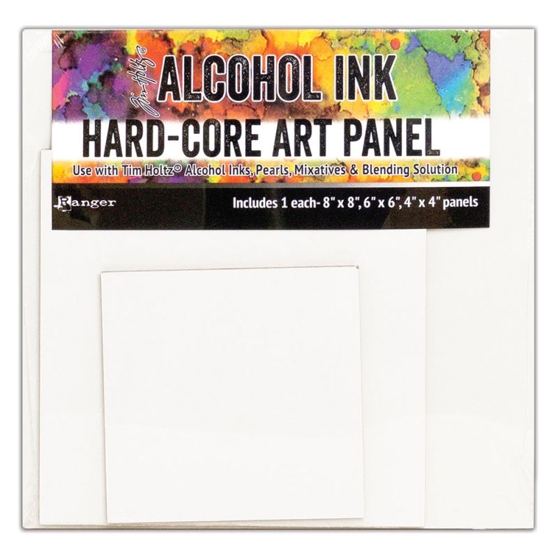 Tim Holtz - Hard Core Art Panels Square 3 Pack 1 each of 4" x 4", 6" x 6" and 8" x 8"