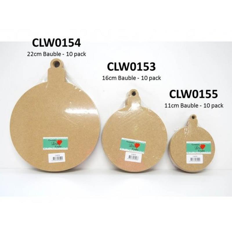 Bauble Flat Ornament 16cm -10 pack3mm x 160mm