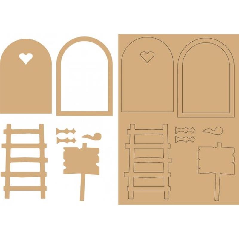 Fairy Door with Ladder and Sign