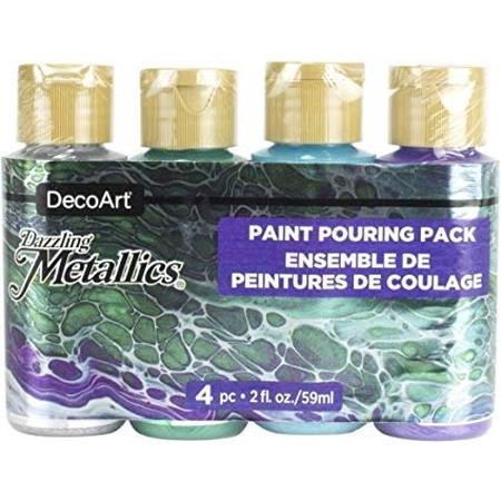 DecoArt Dazzling Metallics Acrylic Paint Pouring Pack - Jewel Tone