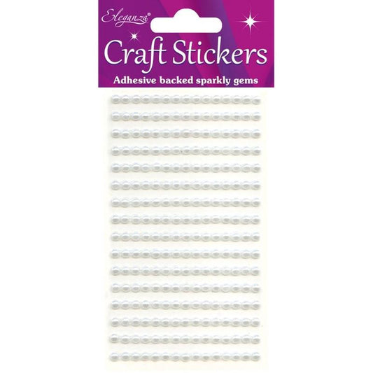 4mm Pearls White Craft Stickers No.01 - 240 pieces