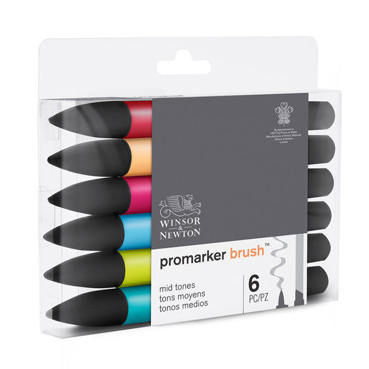 Winsor and Newton Promarker Brush 6 Set -Mid Tones