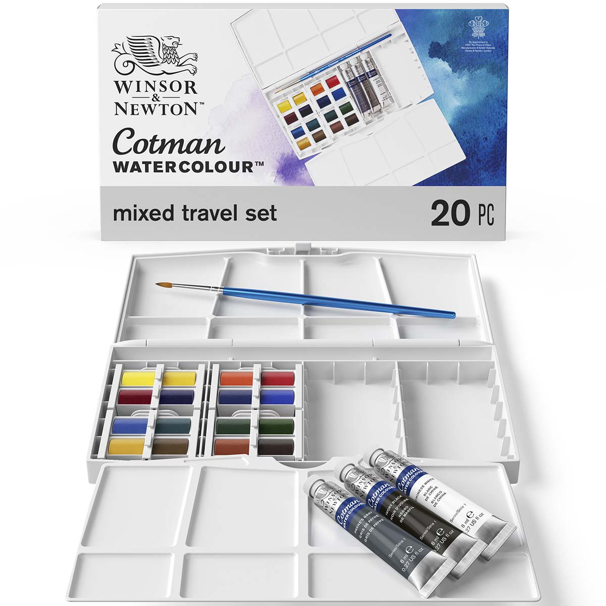 Winsor & Newton Cotman Watercolours Painting Plus - 16 Half Pans & 3 Tubes