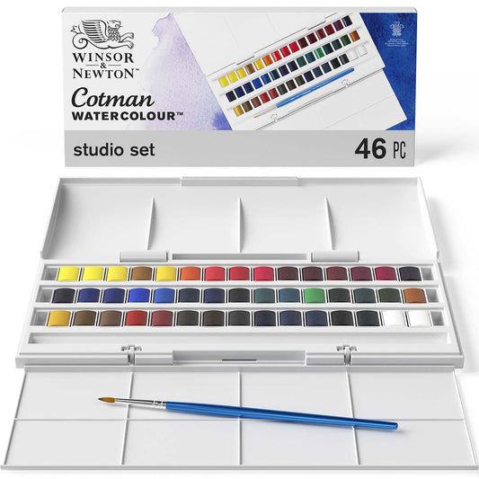 Winsor & Newton Cotman Watercolours Half Pan Studio Set - 45 Half Pans