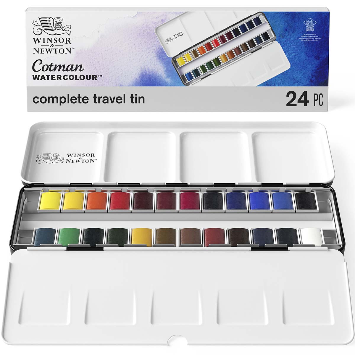 Winsor & Newton Cotman Watercolours Metal Sketchers' Box - 24 Half Pans