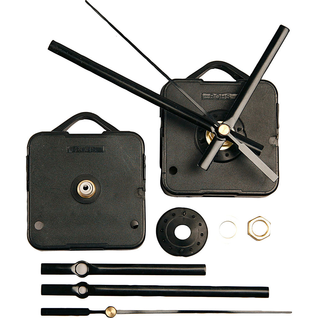 Clock parts and movements, plate max thickness 3 mm, black, 1 set