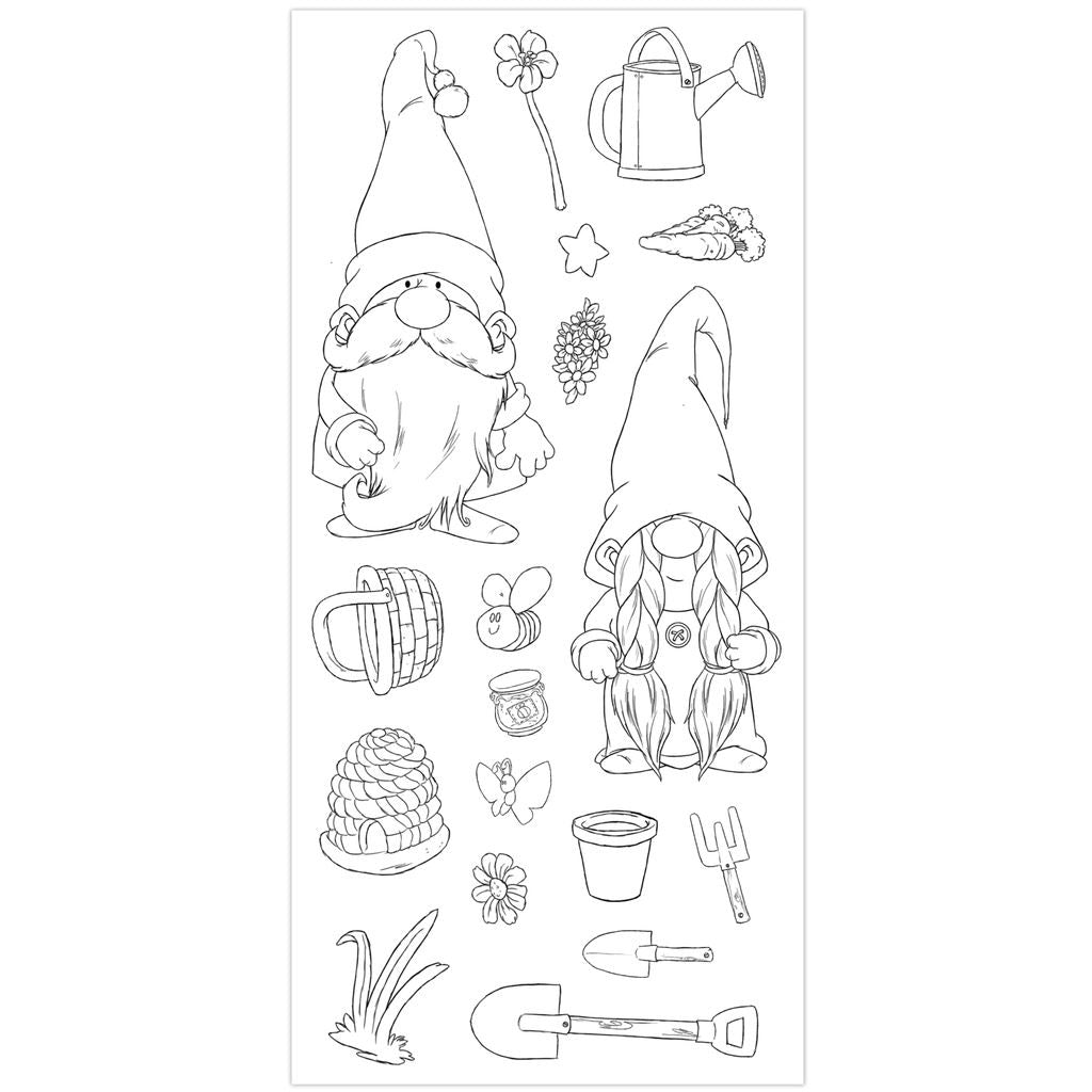 Gardening Gnomes Match It Rubber Stamp Set