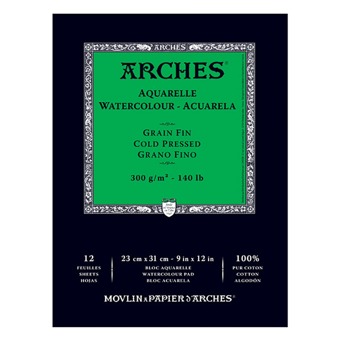 Arches Gummed Pad - 140lb/300gsm 10" x 14" - NOT 12 sheets