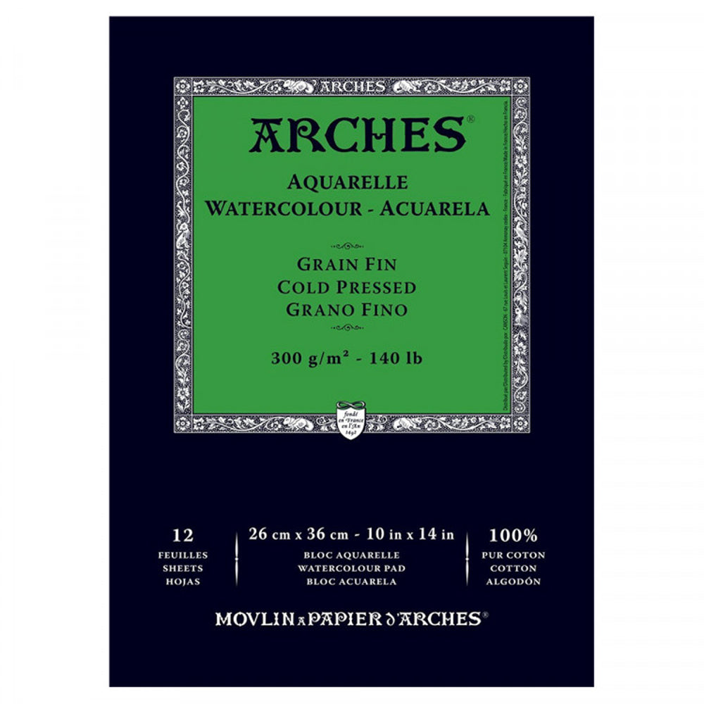 Arches Gummed Pad - 140lb/300gsm 10" x 14" - NOT 12 sheets