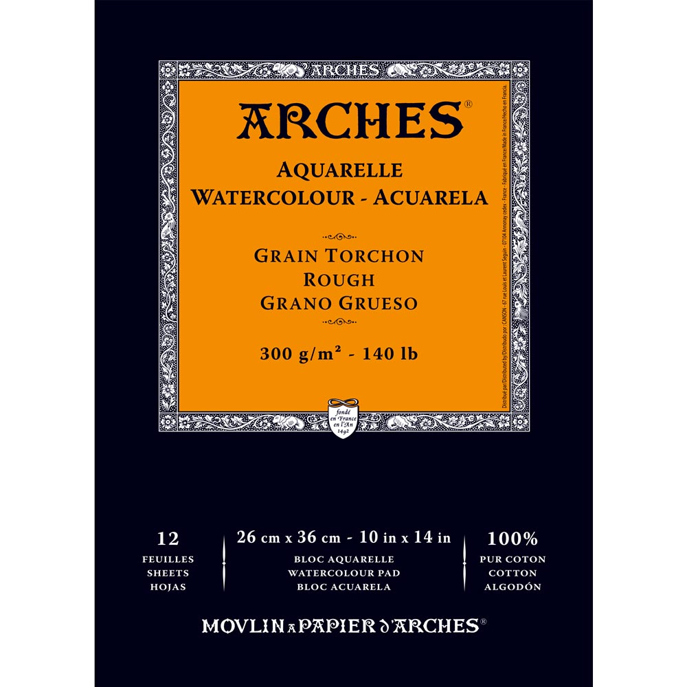 Arches Gummed Pad - 140lb/300gsm 10" x 14" - NOT 12 sheets