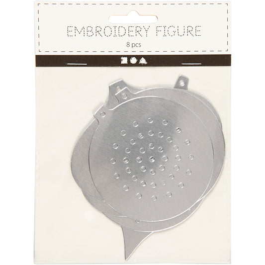 Cross Stitch Card, christmas ornament, H: 8,5-12 cm, hole size 3 mm, metallic silver, 8 pc/ 1 pack