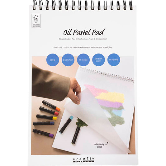 Oil Pastels Pad, A4, sheet 210x297 mm, 300 g, white, 15 sheet/ 1 pc