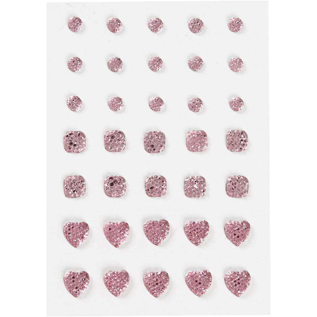 Rhinestones, round, square, heart, size 6+8+10 mm