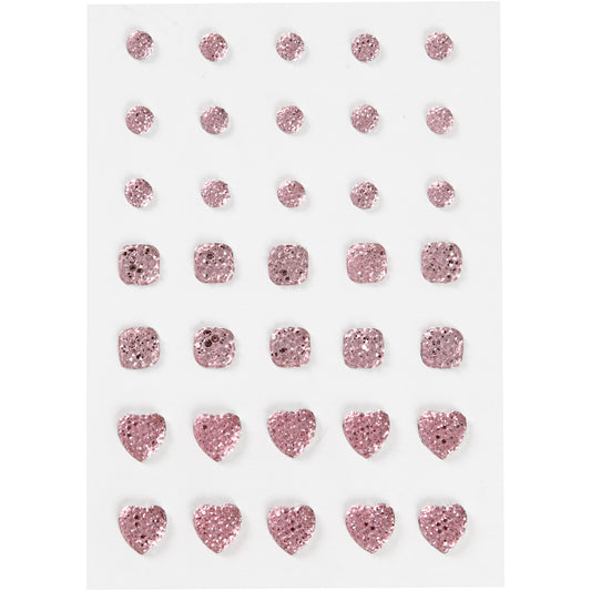 Rhinestones, round, square, heart, size 6+8+10 mm